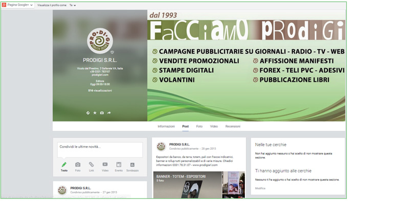 Google Plus Prodigi sponsorizzazione su social network